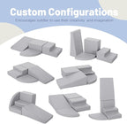 4-Piece PU Leather Baby Foam Climbing Blocks for Toddlers - Soft Play Climbing Toys for Toddlers - Foam Climbing Set for Crawling and Sliding Indoor (Gray)