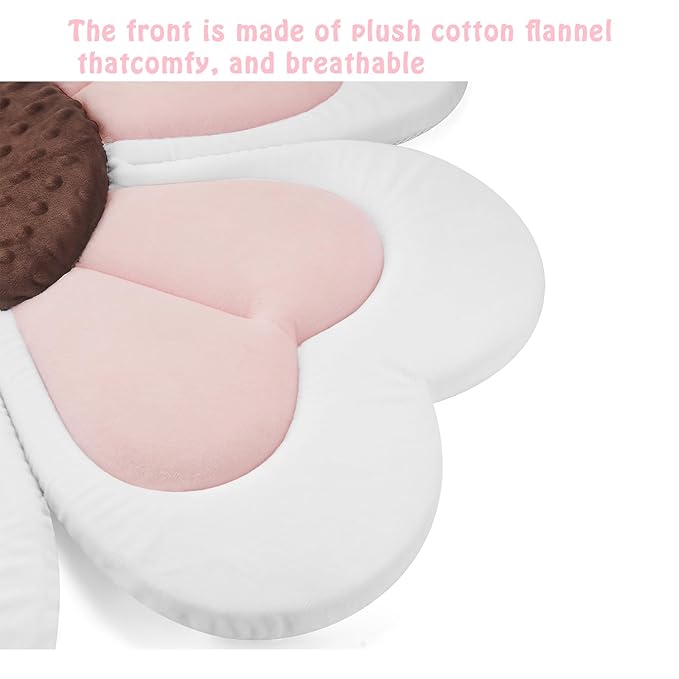 PandaEar Baby Bath Pad for Infant Newborn, Bath Baby Bath Seat to Toddler 0 to 6 Months and Up Soft Flower Petals for Sink Bathtub Essentials Shower Gift (Pink Heart)