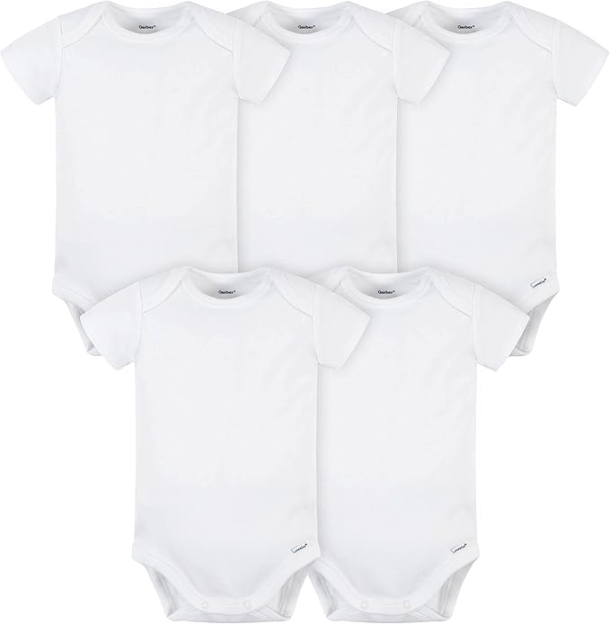 Gerber baby-boys 5 Pack Onesies Multi-packs Bundle Interlock 180 Gsm