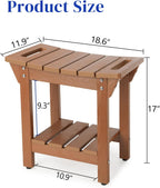 Waterproof Shower Bench, Poly Lumber Shower Stool for Shaving Legs, Shower Chair Seat with Storage Shelf and Handles, Bathroom Bench for Inside Shower, Non-Slip (Brown)