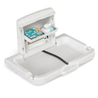 BELZAR Wall Mounted Baby Changing Station - Horizontal Baby Foldable Wall Mounted Changing Table with Safety Strap Paper Holder for Commercial Bathrooms, ADA Complaint White Gray