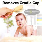 Goat Baby Hair Brush Set, Safe Natural Hair Care Kit with Wooden Soft Bristles Brush Comb Green Silicone Bath Brush for Newborns Toddlers (3pcs Set)