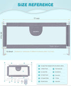 MBQMBSS Baby Bed Rails for Toddlers - 77’’ Extra Long Adjustable Baby Bed Side Rail Guard with Y-Strap for Kids Twin,Double,Full Size Queen & King Mattress (Gray/White) (77 Inch(L) X26.7(H))(1 Side)