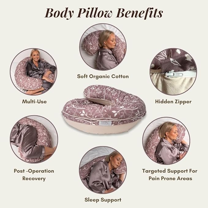 BellaMoon C Shaped Pregnancy Pillow for Sleeping (55 Inch) Maternity Body Pillow with Cooling Cover Soft Support for Women, Back, Legs, Belly C Pillow for Side Sleeping & Full Body pillows for adults