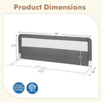 Costzon Bed Rail for Toddlers, 2 PCS Extra Long Swing Down Safety Bed Guards w/Straps for Convertible Crib, Kids Twin, Double, Full Size, Queen & King Bed, Folding Bed Rails for Baby (59-Inch, Gray)