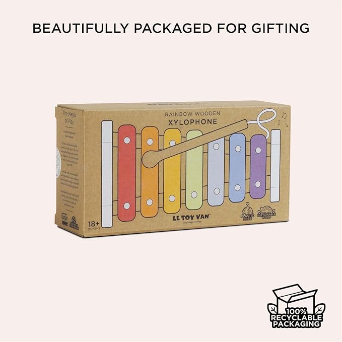 Le Toy Van – Wooden Musical Xylophone | Girl & Boy Colourful Musical Toy with 7 Delightful Sounding Notes – Suitable for 18+ months