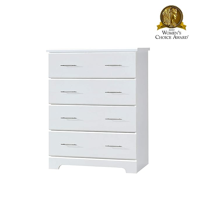 Storkcraft Brookside 4 Drawer Dresser (White) – GREENGUARD Gold Certified, Nursery Dresser for Kids Bedroom, Chest of Drawers