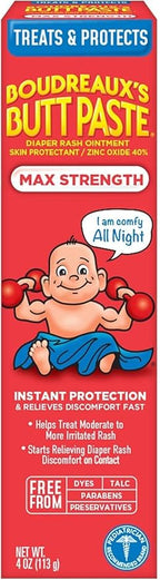 Boudreaux's Butt Paste Diaper Rash Ointment, (Original, & Maximum Strength) (2ea / 4oz) (Variety Pack)