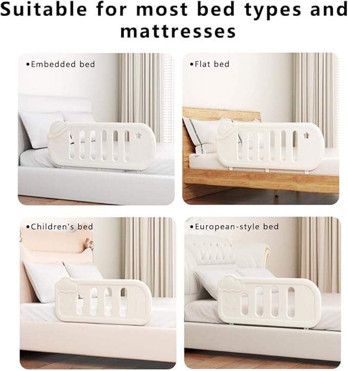Child and Baby Bed Rail - Universal Bed Rail with Reinforced Anchors for Baby Bed Armrests Suitable for Double Beds,, King and Double Bed, Thick Mattresses, and Embedded Beds (Cloud (34.7 ") 1 Set)