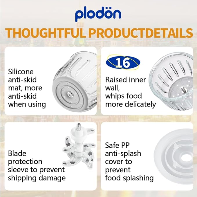 Baby Food Maker Mini Cute and Small Food Processor Puree Blender Grinder Chopper 1.2 Cup Glass Bowl with 6 Blade Electric (Spaceman-White)