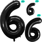 GOER Black Foil Balloons Number 6,Huge Number Balloons for 6th Birthday Party Supplies Anniversary Decorations (3 pcs,42 inch,32 inch,16inch)
