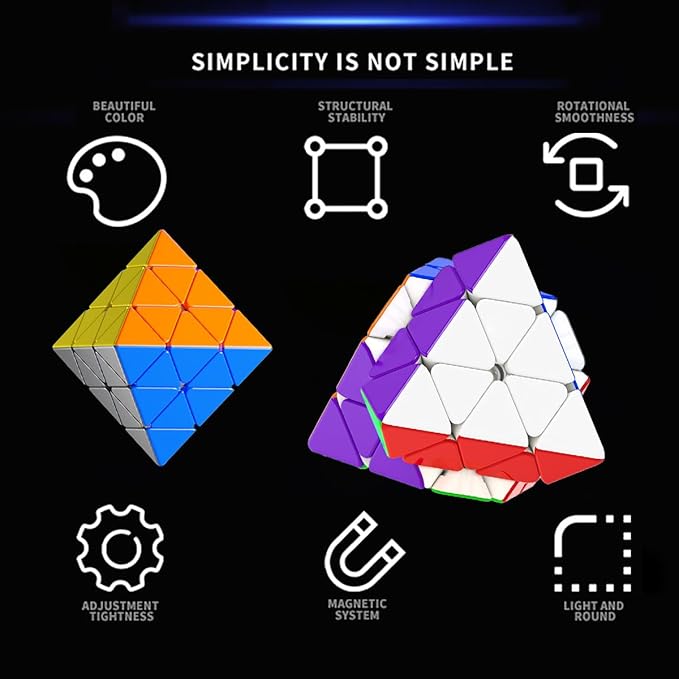 Pyramid Speed Cube Face Turning Octahedron Cube Octahedron stickerless Speed Cube Puzzle Triangle Magic Cube Puzzle Toy for Kids and Adults