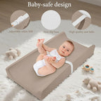 Baby Diaper Changing Pad, PU Compressed Waterproof Portable Wipeable Diaper Mat for for Travel, Fits Dressers & Tables (Khaki)