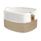 COMFY-HOMI Cotton Rope Woven Basket with Handles for Shelves,Toys,Book, Cloth Storage Baskets Bin for Organizing-13.5"x11"x9.5" Toy Decorative Organizer for Living Room, Bathroom-Light Brown