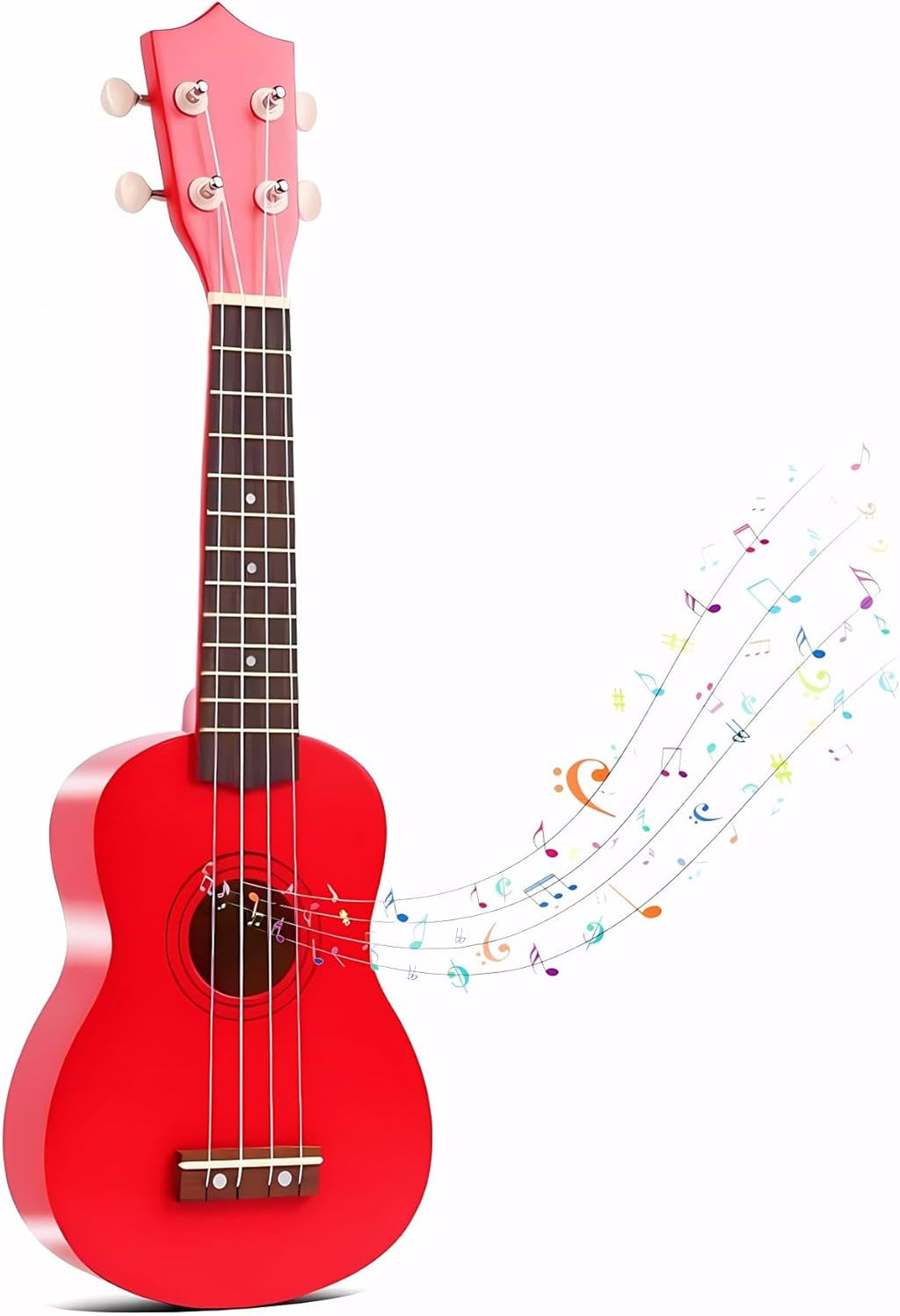 21 Inch Wooden Kids Toddler Child Children Acoustic Guitar Musical Instruments Ideal for 3-9 Year Old Boys Girls Gifts (Red)