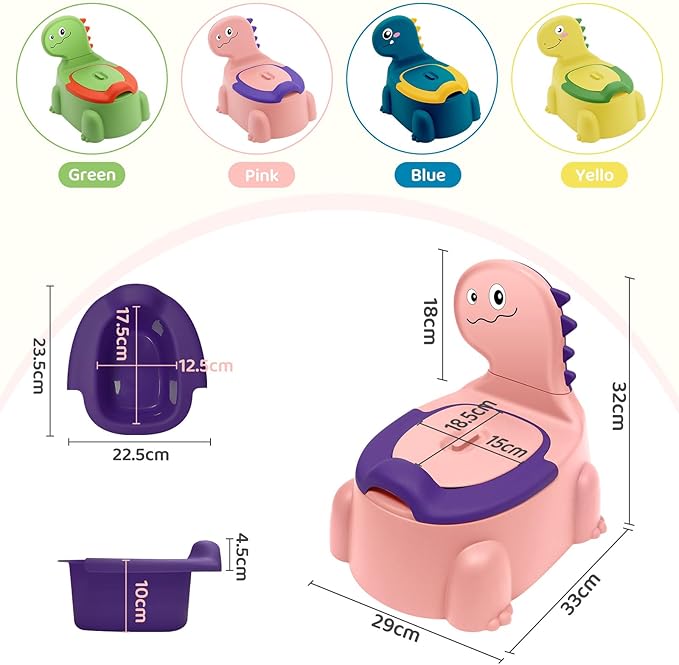 Potty Seat Baby Training Chair Boys Girls Toddler Dinosaur Comfortable children 1-5 years old Baby toilet Animal seat with lid back potty trainer (Pink)