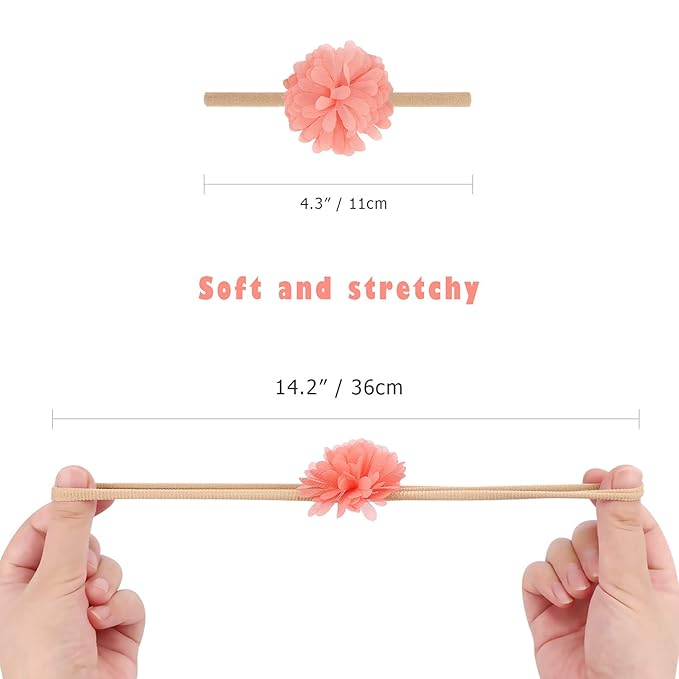 Baby Girl Headbands with Bows Soft Nylon Newborn Toddler Hairbands Handmade Baby Hair Accessories for Infant Girls Kids