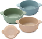 Baby Bowls with Suction, 3 Pack Baby Led Weaning Supplies, Soft Silicone Food Bowl for Babies Kids Toddlers, BPA Free, Microwave and Dishwasher Safe, Multicolor