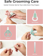 Momcozy Core Baby Kit, Baby Shower & Registry Essential Kit for Grooming&Health&Cleansing Care, Includes Nail File Kits, Nasal Aspirator, Gas Relief Tubes, Bath Brushes, Toothbrush, Comb, Storage Case