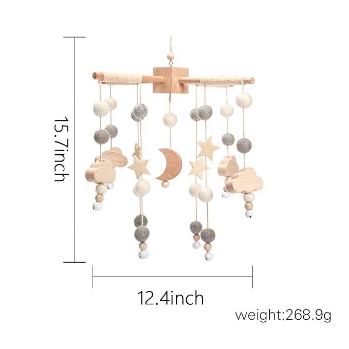 Baby Mobile for Crib | Baby Crib Nursery Mobile Star Moon for Baby Boys and Girls | Boho Nursery Decor | Baby Shower Set for Infant Bedroom Hanging Decoration