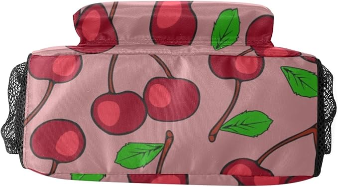 Ripe Red Cherry Custom Kids Backpack 16.5 Inch for Boy Girl, Personalized Waterproof Child School Travel Bag with Name