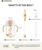 Sippy Cups for Toddlers 1-3, Spill Proof Weighted Straw Cup with Handle for Baby 6 Months + old, 2 Silicone Straws, PPSU, BPA Free, 9 oz (Pink)