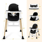 3 in 1 High Chairs, Convertible High Chair for Babies and Toddlers, High Chair with Foot Rest and Double Tray, Compact and Versatile, for Growing Kids, Black