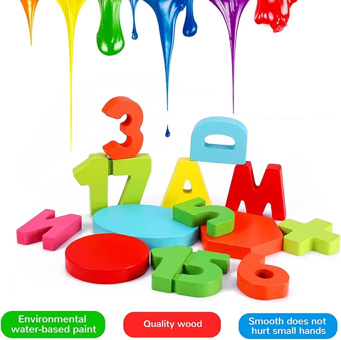 Wooden Puzzles for Toddlers, Kesletney Wooden Alphabet Number Shape Learning Puzzles for Kids, 3 in 1 Montessori Preschool Educational Toys for Boys Girls Ages 3 4 5 Years Old