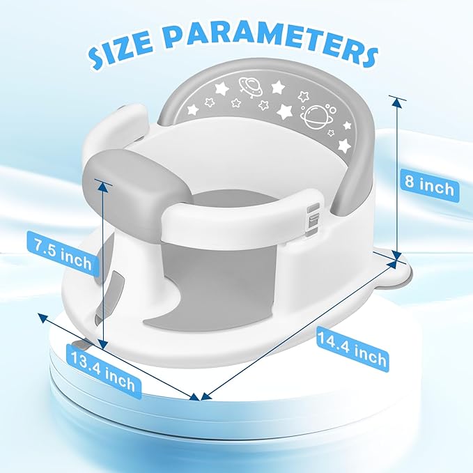 Baby Bath Seat for Babies 6 Months & up,Baby Bathtub Chair,Non-Slip Toddler Bath Support,Sit Up Bath Seat for Baby,Safe Infant & Newborn Bathtub Chair with Soft Cushion,Gray