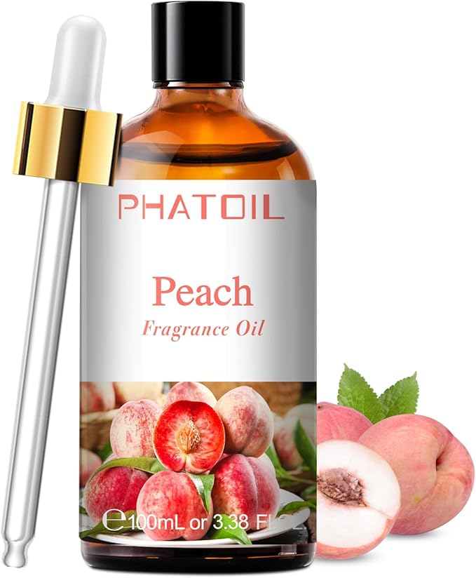 PHATOIL 3.38FL.OZ Peach Fragrance Oils for Aromatherapy, Essential Oils for Diffusers for Home, Perfect for Diffuser, Yoga, Skin Care, DIY Candle and Soap Making - 100ml
