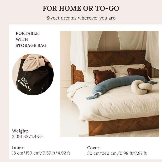 Pregnancy Pillow 5-in-1 【Cooling Cover, Adjustable to Grow with Belly】 Beanbag Style, Lockable O-Shape Nursing Maternity Pillow, 5-Point Full Body Support for Side Sleepers, with Travel Bag - Blue