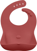 Abiie Ruby Wrapp Silicone Bibs for Babies with Front Pocket - Waterproof Bib - Stain Resistant - Silicone Toddler Bibs
