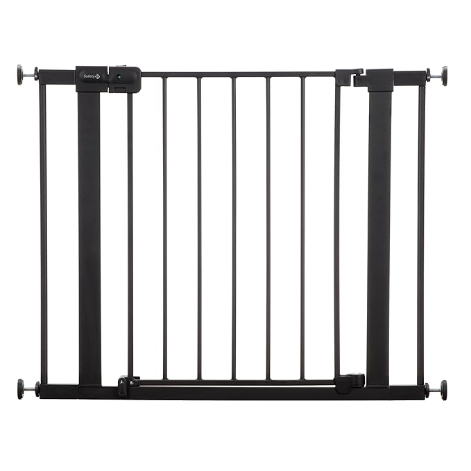 Safety 1st Easy Install Baby Gate for Doorways, Auto-Close Pressure-Mounted Magnetic Latch, Indoor Dog Gates, No Drilling, Fits 29"-38", Black