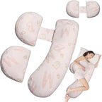 Pregnancy Pillow - Adjustable Maternity Support for Back & Belly, Multi-Use Body Pillow with Soft Cover, Must-Have for Pregnancy