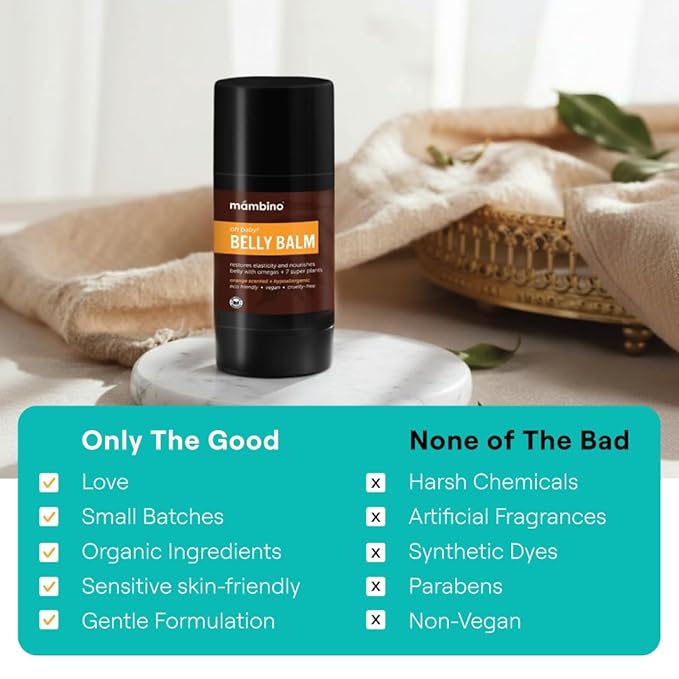 Mambino Organics Oh Baby! Belly Balm for Pregnant Women, Organic Shea Butter, Tamanu Oil and Calendula, Helps Reduce Stretch Marks in Pregnancy, Vegan, Maternity Skin Care, 2.5 fl oz