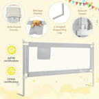 HONEY JOY Bed Rail for Toddlers, 77-in Extra Long, Portable Safety Bed Guardrail w/Side Pocket, Baby Bed Rail Guard, Fit King & Queen Full Twin Size Bed Mattress (77 INCH, Gray)