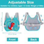 Toddler Harness Leash + Anti Lost Wrist Link, Accmor Dinosaur Baby Harnesses with Kids Leashes for Boys, Cute Child Walking Anti-Lost Holder Bracelet Strap Tether for Outdoor Keep Kid Close (Blue)