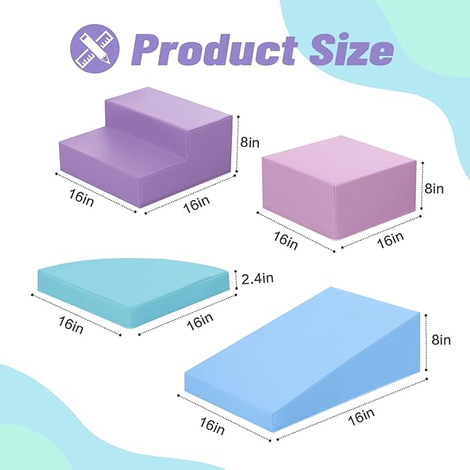 6-Piece Foam Climbing Blocks for Toddlers: Colorful Climbing Gym PU Leather Baby Foam Building Blocks Indoor Toy