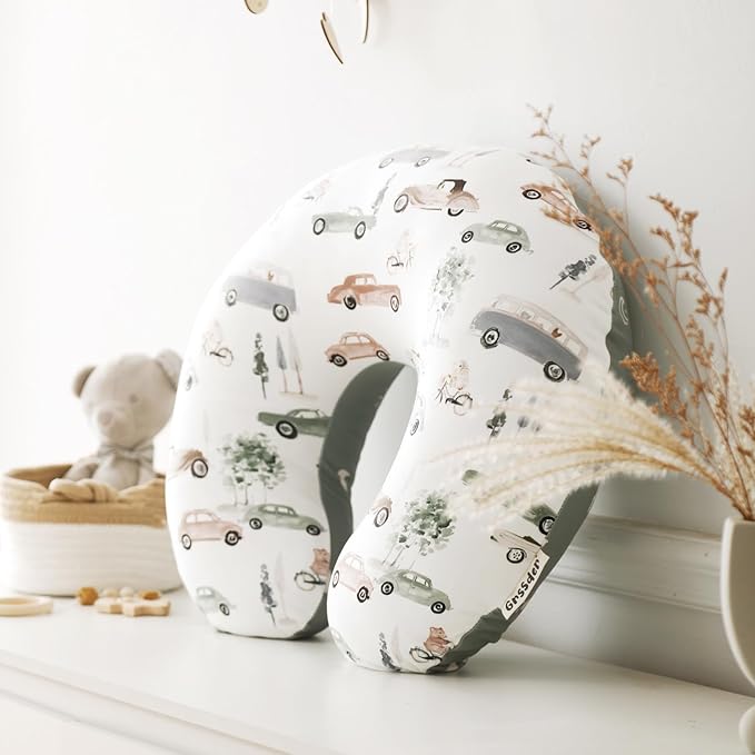 GRSSDER Nursing Pillow Cover Stretchy Minky Removable Nursing Covers for Breastfeeding Pillows, Ultra Soft Comfortable Slipcover for Boy and Girls