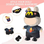 17cm Doll Clothes, Accessories for 15/17cm Dolls Clothes Headband + Overalls, Dolls Keychain Accessories, No Doll Included (Black)