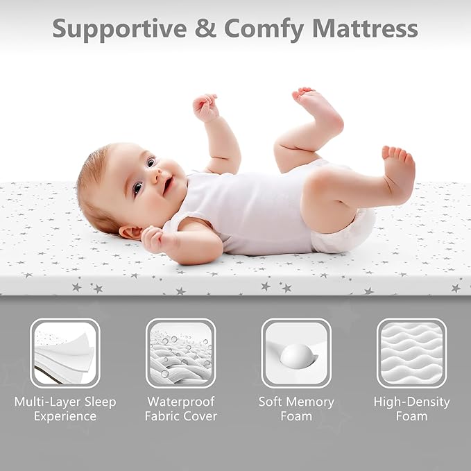 3 in 1 Baby Bassinet, Rocking Bassinet Bedside Sleeper with Comfy Mattress and Breathable Mesh, 6 Height Adjustable & Upgraded Wheels Portable Bedside Crib for Newborn