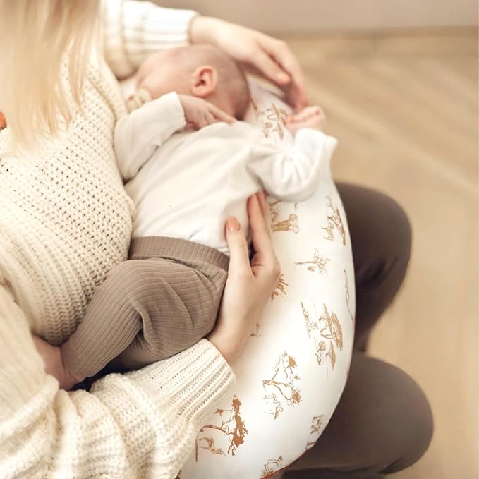 GRSSDER Nursing Pillow Cover Stretchy Minky Removable Nursing Covers for Breastfeeding Pillows, Ultra Soft Comfortable Slipcover for Boy and Girls, Stylish Elk Animals Pattern