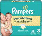 Pampers Swaddlers Diapers, Size 3 (13-26 lbs), 26 Count, Absorbent, Keeps Baby Dry and Comfortable, Skin Safe Disposable Baby Diaper (Packaging May Vary)