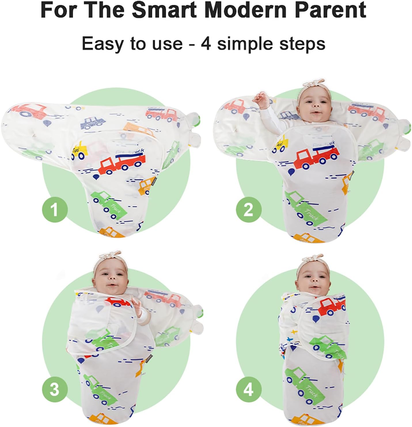 HOUSBAY Baby Swaddle Blanket Boy Girl Super Soft Material Newborn Adjustable Swaddles 2-Way Zipper Sleep Sack 1 Pack (Colorful Car, Medium/Large | 3-6 Months)