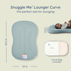Snuggle Me® Baby Lounger Curve (0-6 Months) - Premium Organic Cotton with Foam Core, Machine-Washable Cover, Buttery-Soft & Breathable Infant Lounger with Travel Bag (30 in x 20 in x 1.9 in) - Slate