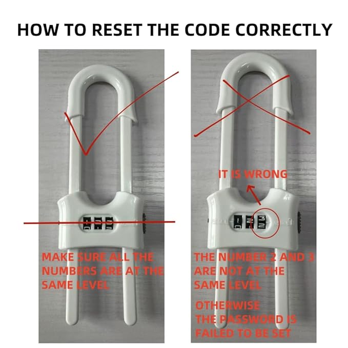 4 Pack Child Proof Sliding Cabinet Door Code Locks Baby Safety Cupboard Locks Adjustable U Shaped Cabinet Latches for Knob Handle Drawers Closet Plastic (4 PCS, White)