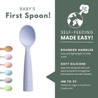Miniware Silicone Baby Spoon for Training - BPA Free Baby Utensils - Baby Spoons Self Feeding 6 Months | 100% Food Grade Silicone - Modern & Dishwasher Safe Toddler Spoons (Grey and Lavender, 2 Pack)