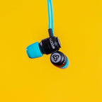 LUDOS Clamor Wired Earbuds in-Ear Headphones, 5 Years Warranty, Earphones with Mic, Noise Isolating Ear Buds, Memory Foam for iPhone, Samsung, School Students, Kids, Women, Small Ears - Turquoise