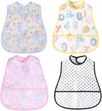 Baby bibs Waterproof Toddler bib - Feeding bib with Pocket for Infant Boy Girl Washable 6-36M
