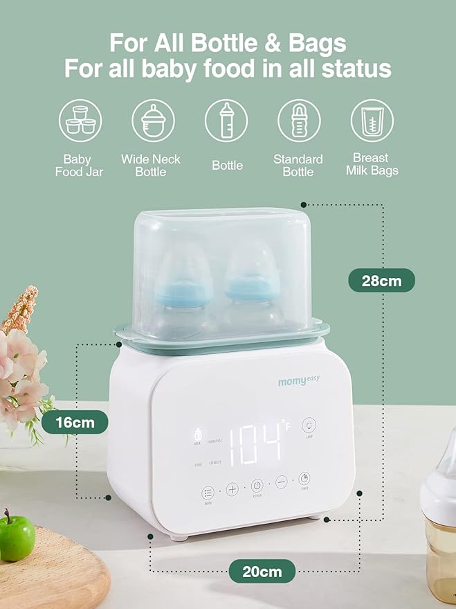 MOMYEASY Bottle Warmer, Fast Baby Bottle Warmer for Breastmilk Formula, 7-in-1 Food Heater&Breast Milk Defrost with LCD Display, Baby Formula Warmer for All Bottles with 24H Temperature Control